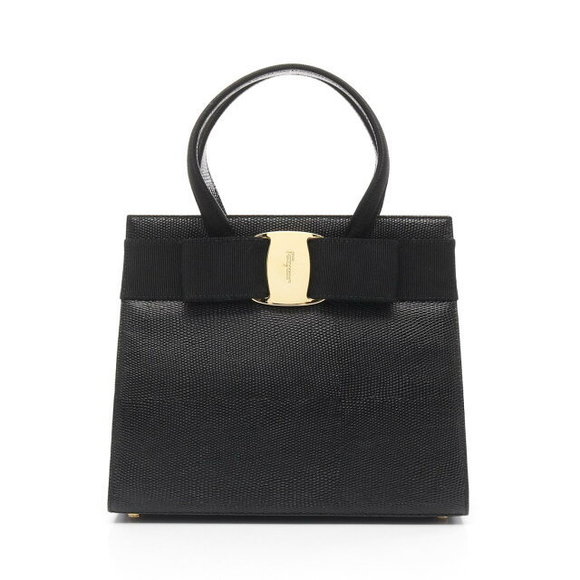 Salvatore Ferragamo Leather Vara Ribbon Handbag Black - Picture 1 of 7